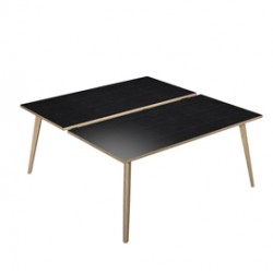 Scrivania Woody a 2 postazioni contrap. - 140 x 166 cm - rovere / nero venato - Artexport