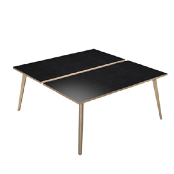 Scrivania Woody a 2 postazioni contrap. - 140 x 166 cm - rovere / nero venato - Artexport