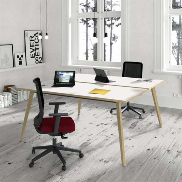 Scrivania Woody a 2 postazioni contrap. - 160 x 166 cm - rovere / bianco - Artexport Scrivania Woody a 2 postazioni contrap. - 160 x 166 cm - rovere / bianco - Artexport