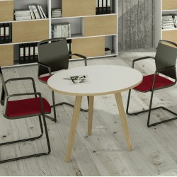 Tavolo riunione tondo Woody - Ø 80 cm - rovere / bianco - Artexport