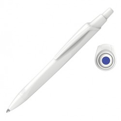 Penna a sfera a scatto Reco - punta media - fusto bianco / inchiostro blu - Schneider