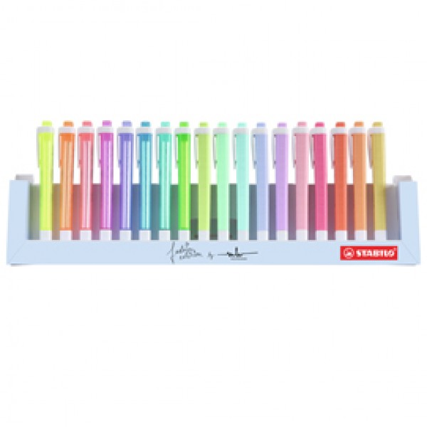 Evidenziatori Swing Cool Pastel - punta a scalpello - tratto 1 - 4 mm - colori assortiti - Stabilo - deskset 18 pezzi Evidenziatori Swing Cool Pastel - punta a scalpello - tratto 1 - 4 mm - colori assortiti - Stabilo - deskset 18 pezzi
