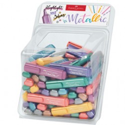 Evidenziatore Textliner 46 Metallic - colori assortiti - Faber-Castell - expo 100 pezzi
