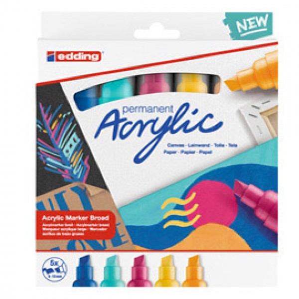 Marcatore permanente acrilico Broad Abstract - colori assortiti - Edding - conf. 5 pezzi Marcatore permanente acrilico Broad Abstract - colori assortiti - Edding - conf. 5 pezzi