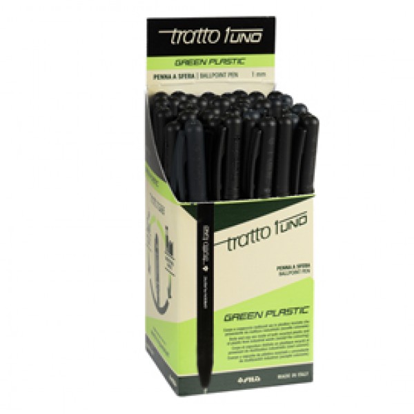 Penna sfera Tratto Uno Green - punta media 1 mm - nero - Tratto - conf. 50 pezzi Penna sfera Tratto Uno Green - punta media 1 mm - nero - Tratto - conf. 50 pezzi