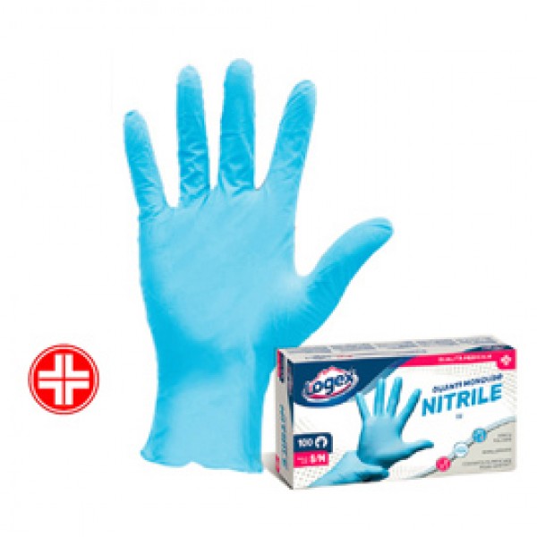 Guanti in nitrile non talcato - per uso medicale - taglia XL - azzurro - Logex Professional - scatola 100 pezzi Guanti in nitrile non talcato - per uso medicale - taglia XL - azzurro - Logex Professional - scatola 100 pezzi