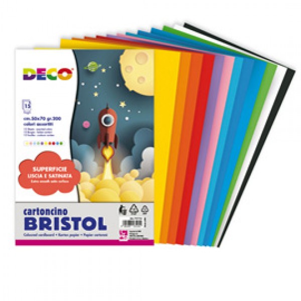 Busta di carta Bristol - 50 x 70 cm - colori assortiti - 15 fogli - Deco