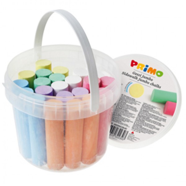 Gessi Jumbo - Ø 18 x 80 mm - colori assortiti - Primo - secchiello 22 pezzi Gessi Jumbo - Ø 18 x 80 mm - colori assortiti - Primo - secchiello 22 pezzi