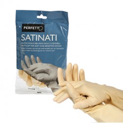 Guanti in lattice - satinati - taglia S/6 - bianco - Perfetto - blister 2 pezzi
