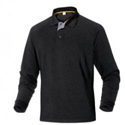 Polo a maniche lunghe Turino - 100% cotone - taglia M - nero - Deltaplus