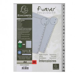 Intercalare alfabetico - PPL riciclato - A4 - A-Z - grigio - Exacompta