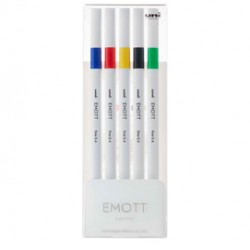 Fineliner Emott -  tratto 0.4 mm - colori assortiti vivid - Uni Mitsubishi - conf. 5 pezzi