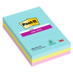 Blocco Post it® Super Sticky - 4690-SS3COS - a righe - 101 x 152 mm - colori Cosmic - 90 fogli - Post it® - conf. 3 pezzi
