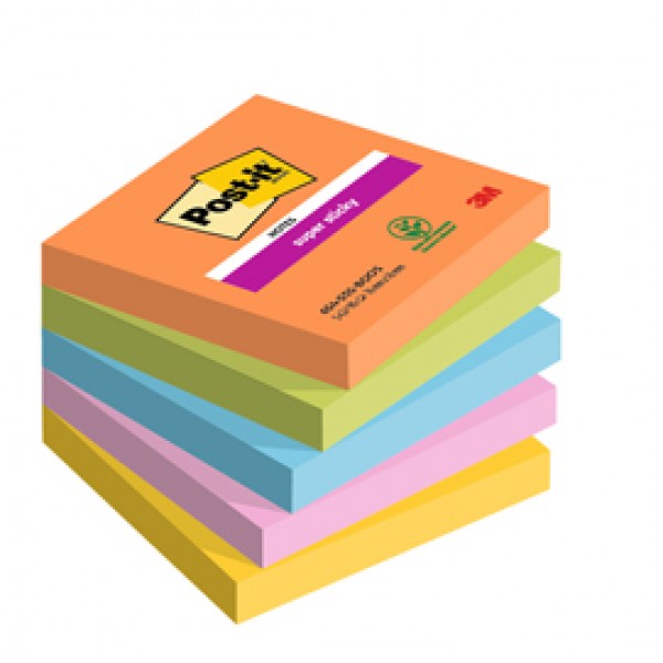 Blocco Post it® Super Sticky - 654-5SS-BOOS - 76 x 76 mm - colori Boost - 90 fogli - Post it® - conf. 5 pezzi Blocco Post it® Super Sticky - 654-5SS-BOOS - 76 x 76 mm - colori Boost - 90 fogli - Post it® - conf. 5 pezzi