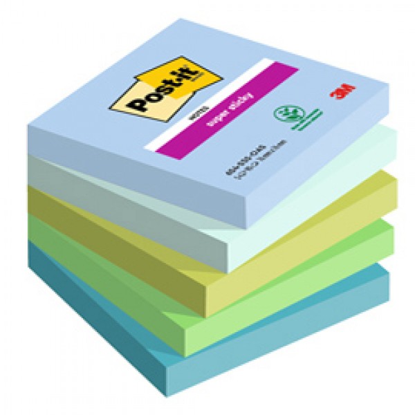 Blocco Post it® Super Sticky - 654-5SS-OAS - 76 x 76 mm - colori Oasis - 90 fogli - Post it® - conf. 5 pezzi Blocco Post it® Super Sticky - 654-5SS-OAS - 76 x 76 mm - colori Oasis - 90 fogli - Post it® - conf. 5 pezzi
