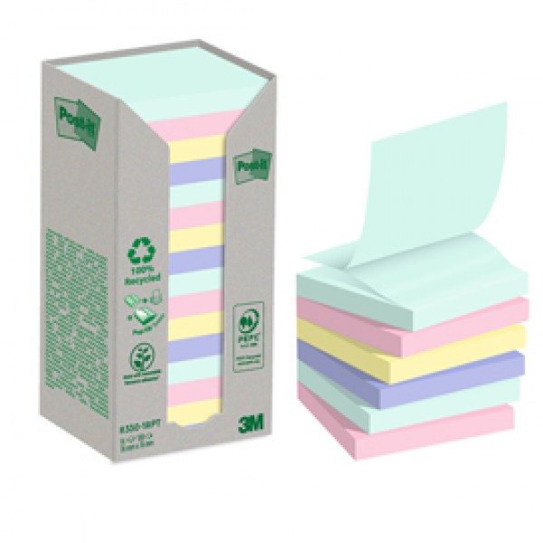Blocco Post it® Z-Notes Green - R330-1RPT - 76 x 76 mm - colori pastello - 100 fogli - Post it® - conf. 16 pezzi