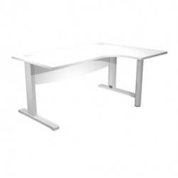 Scrivania compact Agorà - fianco dx metallico - L 180 x P120/80/60 x h 73 cm - con supporto metal e modesty panel - bianco - Artexport