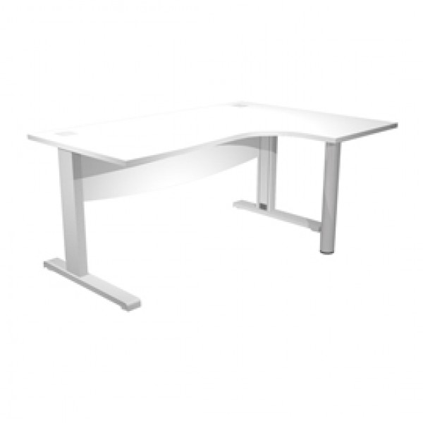Scrivania compact Agorà - fianco dx metallico - L 180 x P120/80/60 x h 73 cm - con supporto metal e modesty panel - bianco - Artexport Scrivania compact Agorà - fianco dx metallico - L 180 x P120/80/60 x h 73 cm - con supporto metal e modesty panel - bianco - Artexport