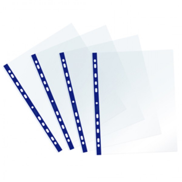 Buste forate Sprint - c/ banda - liscia - 22 x 30 cm - blu - Favorit - conf. 25 pezzi