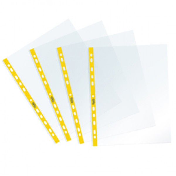 Buste forate Sprint - c/ banda - liscia - 22 x 30 cm - giallo - Favorit - conf. 25 pezzi Buste forate Sprint - c/ banda - liscia - 22 x 30 cm - giallo - Favorit - conf. 25 pezzi