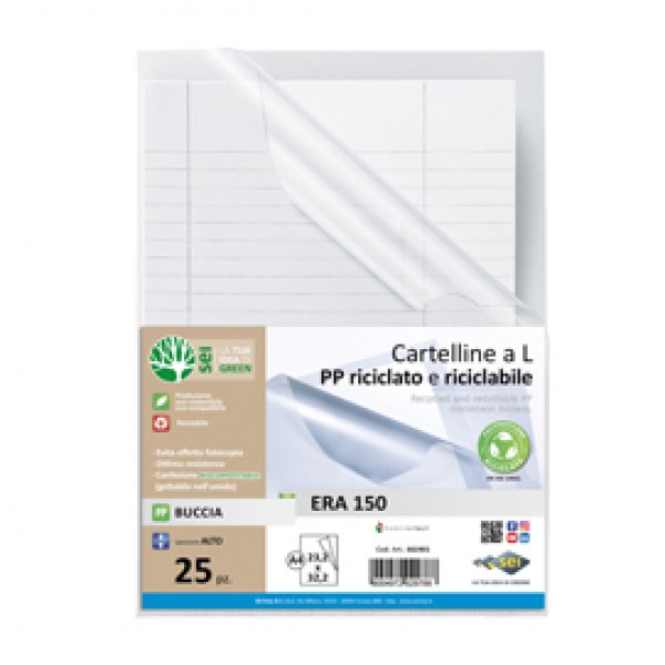Cartellina a L Era 150 - A4 - PP riciclato - buccia - Sei rota - conf. 25 pezzi Cartellina a L Era 150 - A4 - PP riciclato - buccia - Sei rota - conf. 25 pezzi