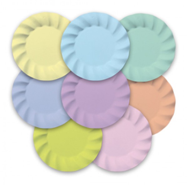 Piatti - carta - Ø 20 cm - colori assortiti - soft rainbow pastello - Big Party - conf. 8 pezzi