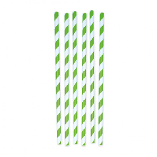 Cannucce Stripes - carta - verde/bianco - Big Party - conf. 12 pezzi