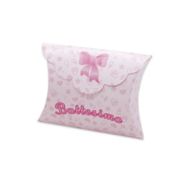 Scatolina portaconfetti - Battesimo baby - carta - 10 x 8 x 3 cm - rosa - Big Party - conf.25 pezzi Scatolina portaconfetti - Battesimo baby - carta - 10 x 8 x 3 cm - rosa - Big Party - conf.25 pezzi