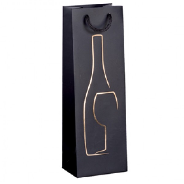 Shopper portabottiglie - con manici in corda - 12 x 37 x 9 cm - nero - Rex Sadoch Shopper portabottiglie - con manici in corda - 12 x 37 x 9 cm - nero - Rex Sadoch