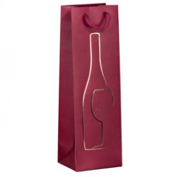 Shopper portabottiglie - con manici in corda - 12 x 37 x 9 cm - rosso - Rex Sadoch