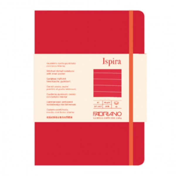 Taccuino Ispira - con elastico - copertina flessibile - A5 - 96 fogli - righe - rosso - Fabriano