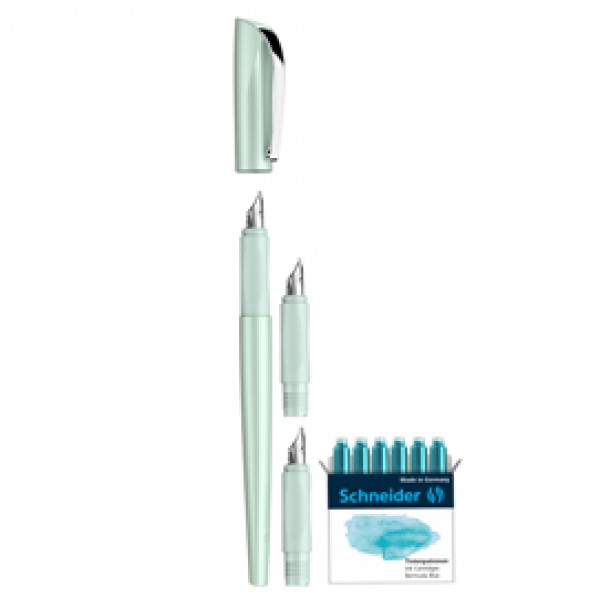 Set penna stilografica Callissima - 3 punte intercambiabili incluse - fusto verde menta - Schneider Set penna stilografica Callissima - 3 punte intercambiabili incluse - fusto verde menta - Schneider