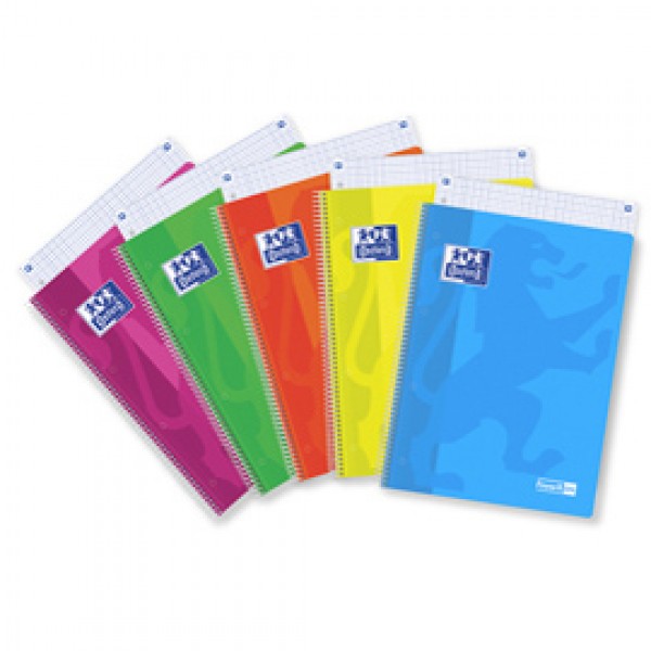 Maxiquaderno spiralato Neon On - A4 - 5 mm - 120 fogli - 90 gr - colori assortiti - Oxford Maxiquaderno spiralato Neon On - A4 - 5 mm - 120 fogli - 90 gr - colori assortiti - Oxford