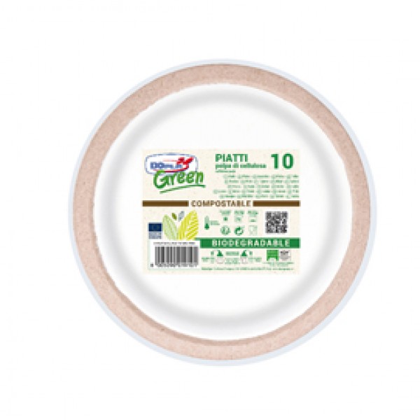 Piatto frutta monouso Twin - rotondo - diametro 17 cm - cellulosa - avana/bianco - Dopla Green - conf. 10 pezzi Piatto frutta monouso Twin - rotondo - diametro 17 cm - cellulosa - avana/bianco - Dopla Green - conf. 10 pezzi