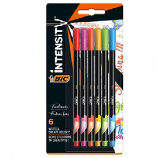 Fineliner Intensity - punta 0,8 mm - tratto 0,4 mm - colori assortiti Rainbow - Bic - astuccio 6 pezzi Fineliner Intensity - punta 0,8 mm - tratto 0,4 mm - colori assortiti Rainbow - Bic - astuccio 6 pezzi
