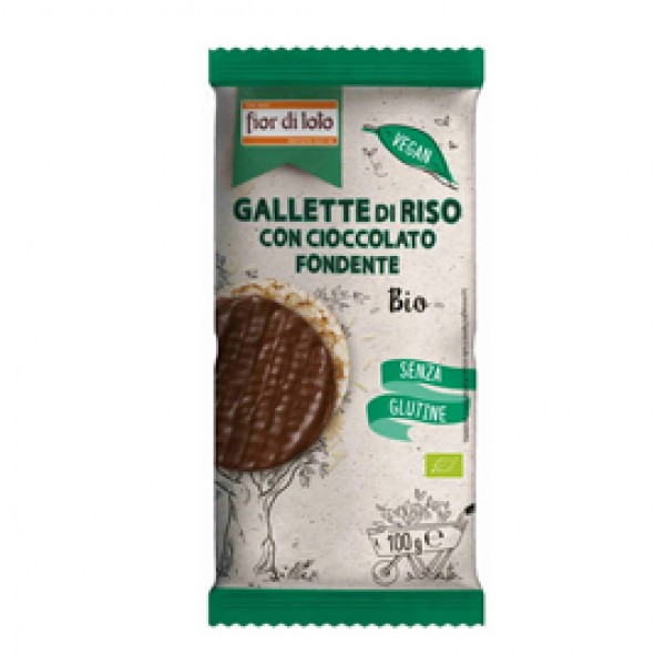 Gallette di riso - con cioccolato fondente - 100 gr - Fior di Loto Gallette di riso - con cioccolato fondente - 100 gr - Fior di Loto