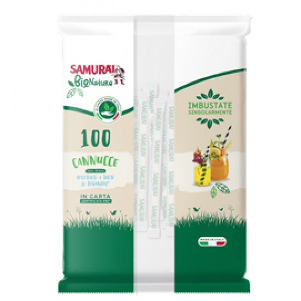 Cannuccia in carta - 14 cm - nero/bianco-avana - imbustata singolarmente - Samurai Party - conf. 100 pezzi Cannuccia in carta - 14 cm - nero/bianco-avana - imbustata singolarmente - Samurai Party - conf. 100 pezzi