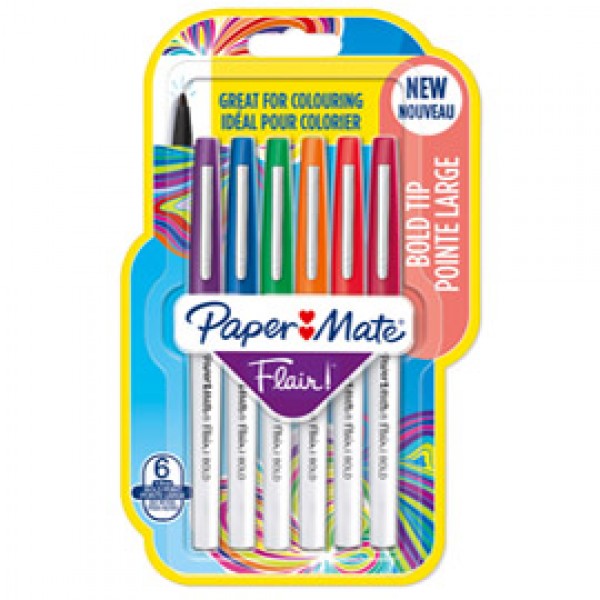 Pennarello Flair Nylon - colori assortiti Bold - Papermate - conf. 6 pezzi