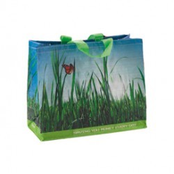 Borsa - per la spesa - ripiegabile - PP -38 x 43 x 20 cm - fantasia prato con farfalla - Berni Group