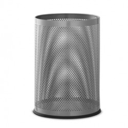 Cestino gettacarte -  tondo - 14 L - metallo traforato - grigio argento - Perfetto