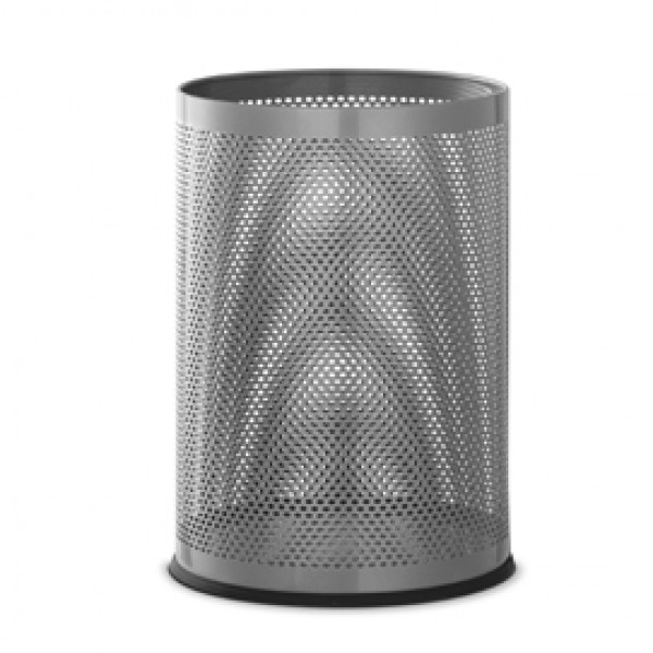 Cestino gettacarte - tondo - 14 L - metallo traforato - grigio argento - Perfetto Cestino gettacarte - tondo - 14 L - metallo traforato - grigio argento - Perfetto