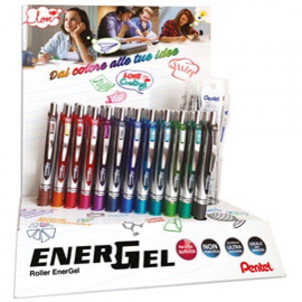 Roller + refill Energel XM - punta 0.7mm - colori assortiti - Pentel - Expo 42+42 pezzi