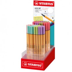Fineliner point 88 - tratto 0,4 mm - colori assortiti pastel - Stabilo - expo 80 pezzi