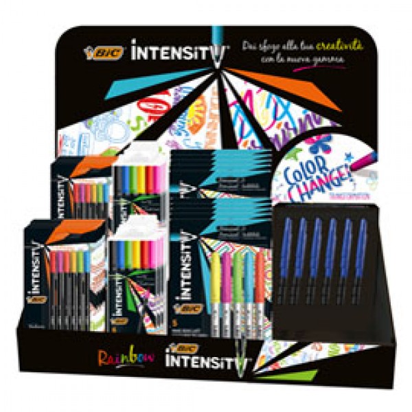 Pennarelli Intensity Rainbow - colori assortiti - Bic - expo 33 astucci Pennarelli Intensity Rainbow - colori assortiti - Bic - expo 33 astucci