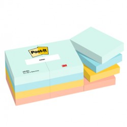 Blocco Post it® Super Sticky - 653-BEA - 38 x 51 mm - 100 fogli - colori Beachside - Post-it® - conf. 12 pezzi