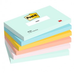 Blocco Post it® Super Sticky - 655-BEA - 76 x 127 mm - colori Beachside - 100 fogli - Post-it® - conf. 6 pezzi