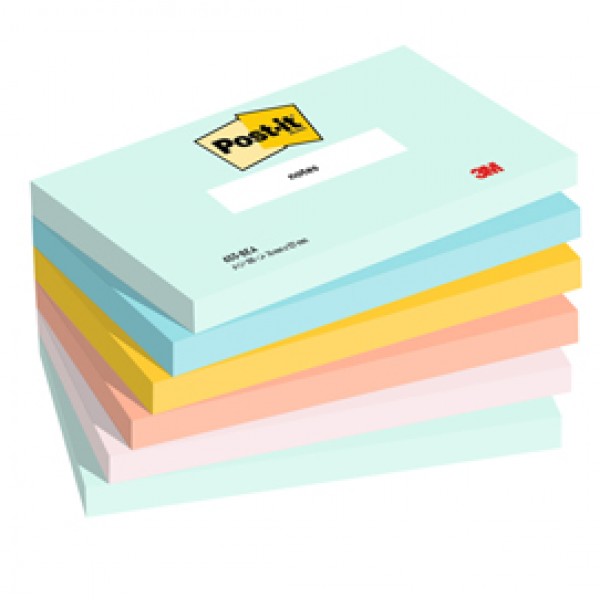 Blocco Post it® Super Sticky - 655-BEA - 76 x 127 mm - colori Beachside - 100 fogli - Post-it® - conf. 6 pezzi