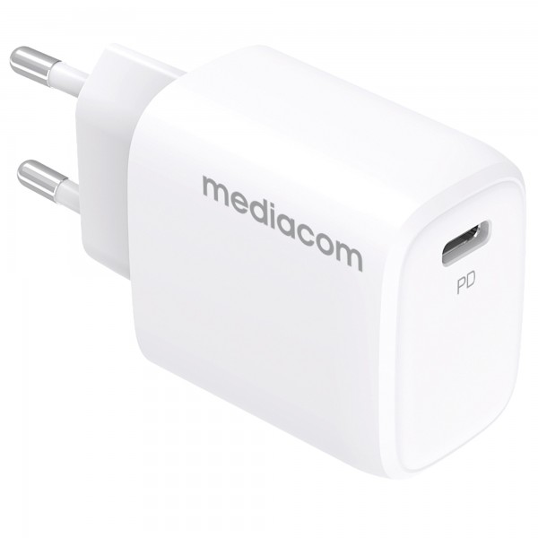 Caricatore da muro - 20 W - porta USB Type-C - Mediacom Caricatore da muro - 20 W - porta USB Type-C - Mediacom