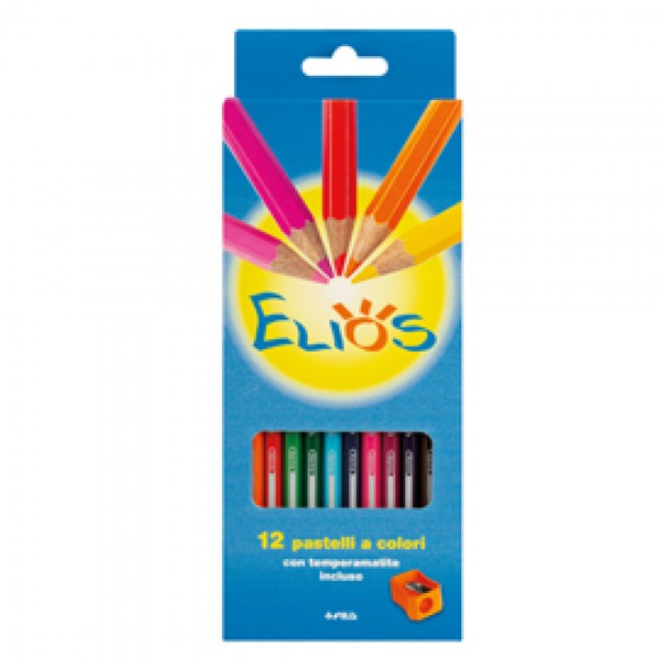Pastelli Elios - mina 3 mm - con temperamatite - Fila - astuccio 12 pezzi Pastelli Elios - mina 3 mm - con temperamatite - Fila - astuccio 12 pezzi