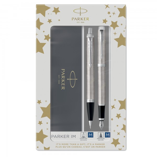 Gift Set DUO - IM stainless steel sfera + stilografica - punta media - Parker Gift Set DUO - IM stainless steel sfera + stilografica - punta media - Parker